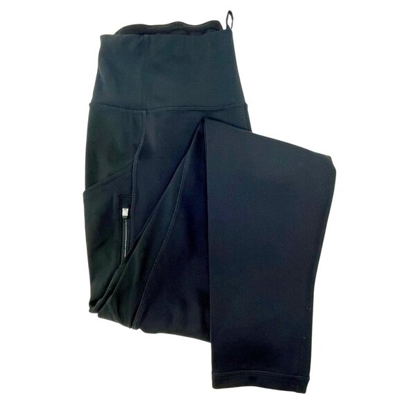 NWOT Athleta Ultra High Rise Leggings Black Zipper Pockets Womens M Drawstring - Picture 1 of 16
